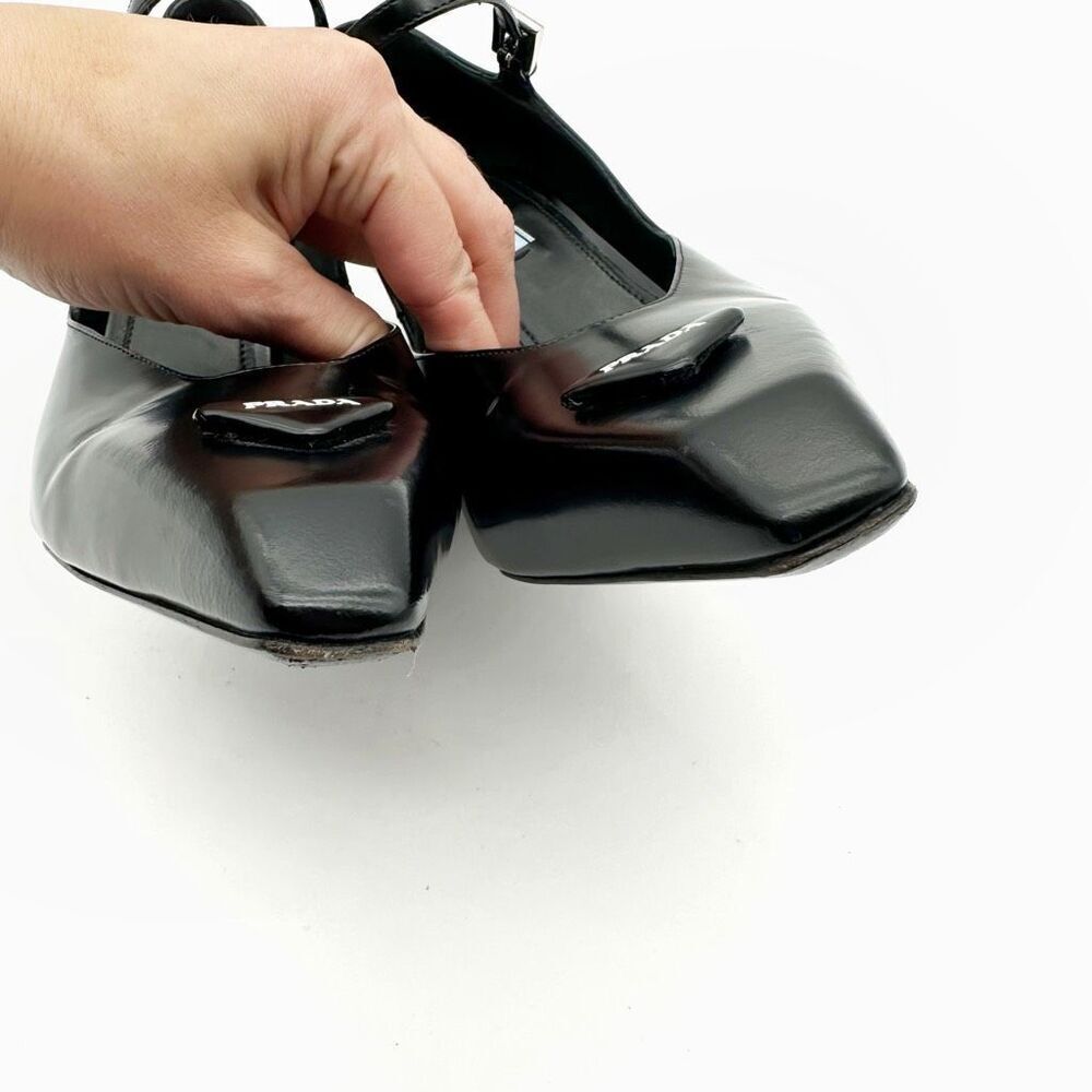 PRADA Modellerie Black Mary Jane Heels Size 40 US 9.5 Pointed Square Toe Pump - Picture 8 of 15